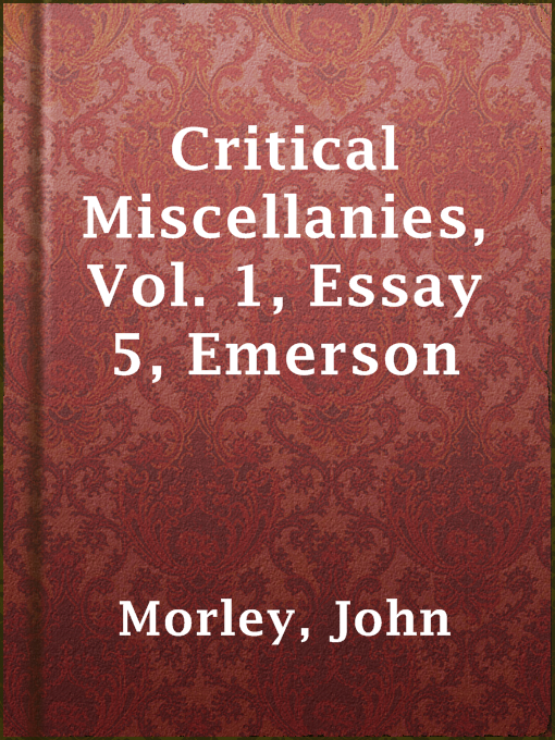 Cover image for Critical Miscellanies,  Vol. 1, Essay 5, Emerson